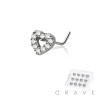 12PCS OF CZ HEART 316L SURGICAL STEEL L-SHAPE NOSE BOX